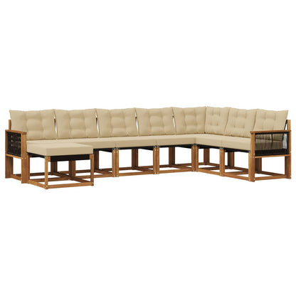 Set di divani da esterno con cuscino 8 pcs Naturale e Beige | homemem39