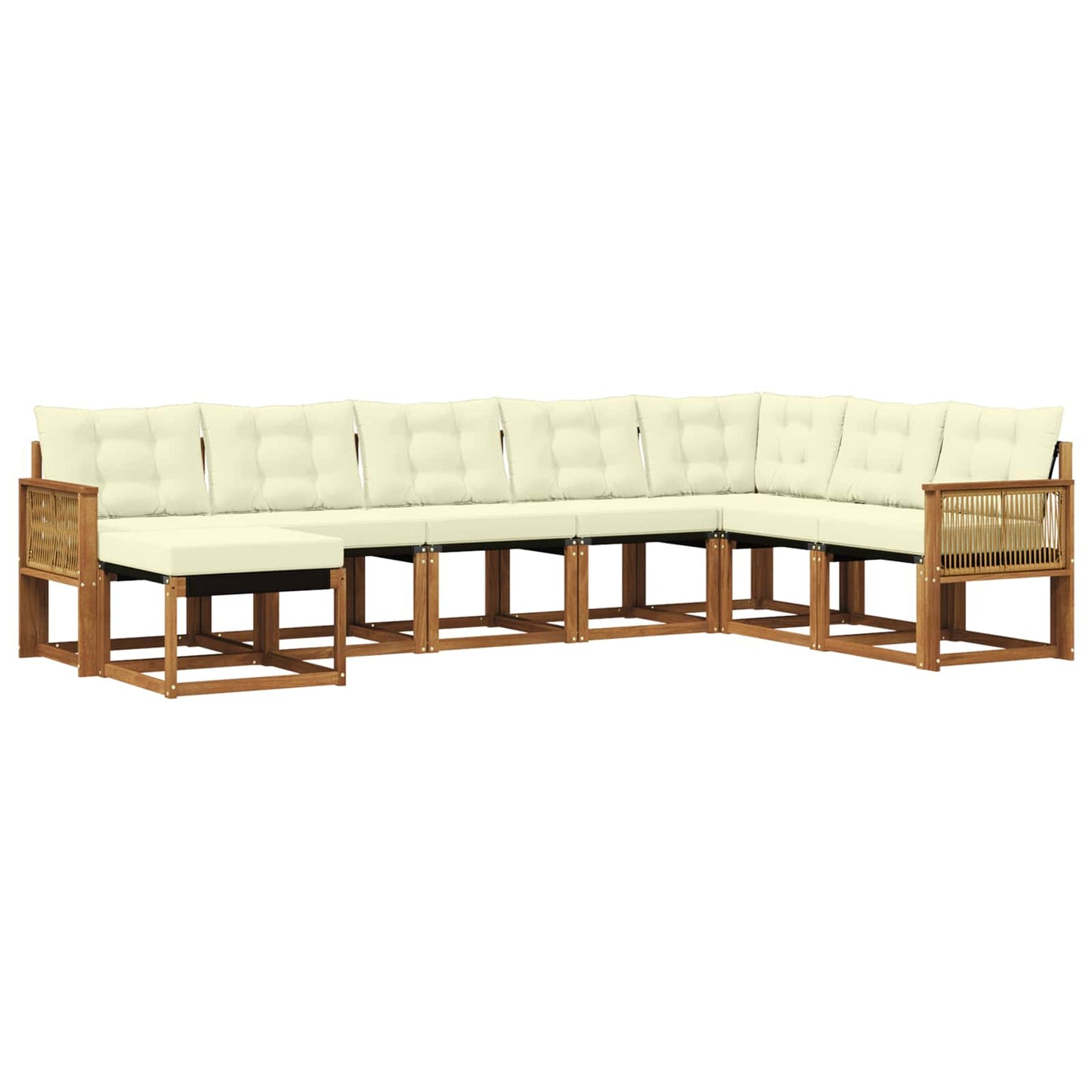 Set di divani da esterno con cuscino 8 pcs Naturale e Crema | homemem39