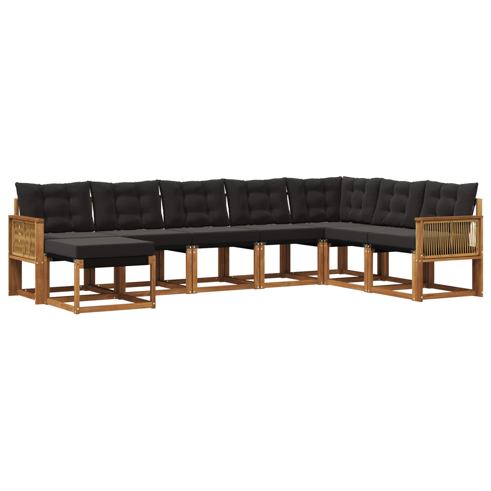 Set di divani da esterno con cuscino 8 pcs Naturale e Nero | homemem39