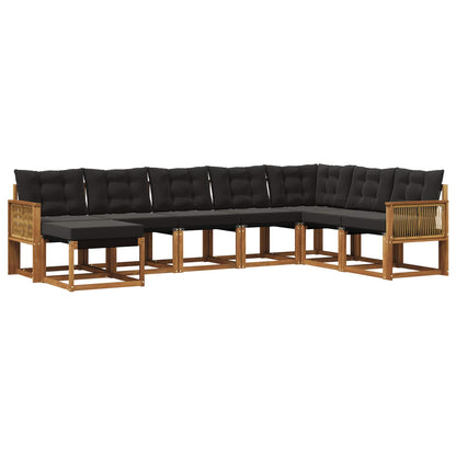 Set di divani da esterno con cuscino 8 pcs Naturale e Nero | homemem39