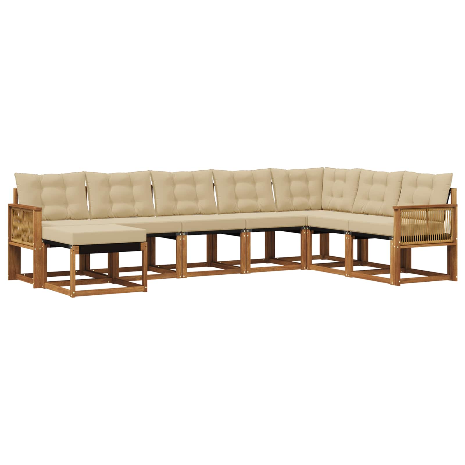 Set di divani da esterno con cuscino 8 pcs Naturale e Beige | homemem39