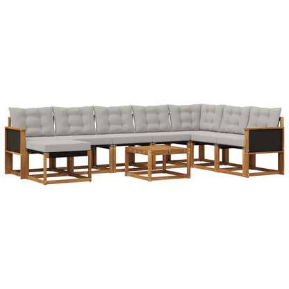 Set di divani da esterno 9 pcs Naturale e Grigio chiaro | homemem39