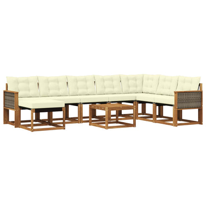 Set di divani da esterno con cuscino 9 pcs Naturale e Crema | homemem39