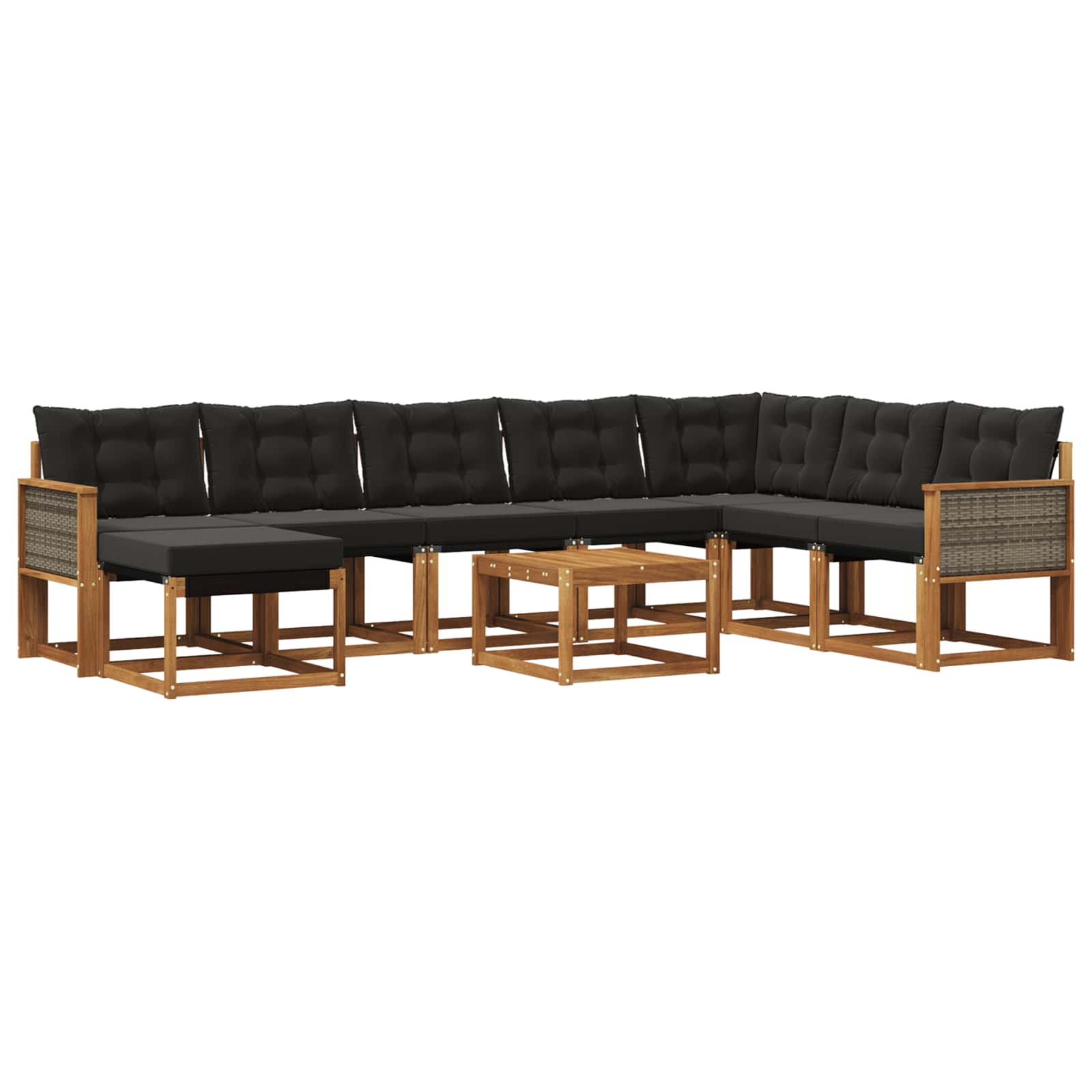 Set di divani da esterno con cuscino 9 pcs Naturale e Nero | homemem39