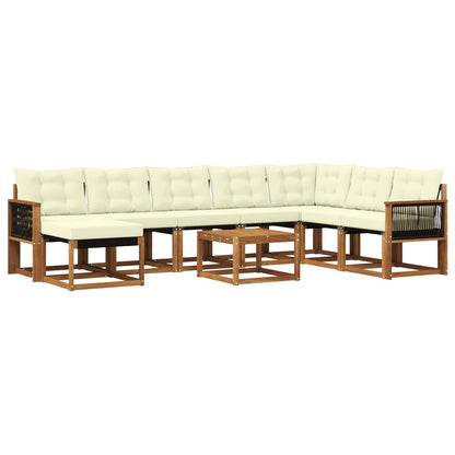 Set di divani da esterno con cuscino 9 pcs Naturale e Crema | homemem39
