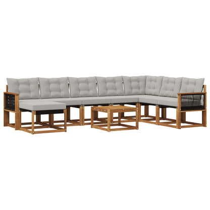 Set di divani da esterno 9 pcs Naturale e Grigio chiaro | homemem39