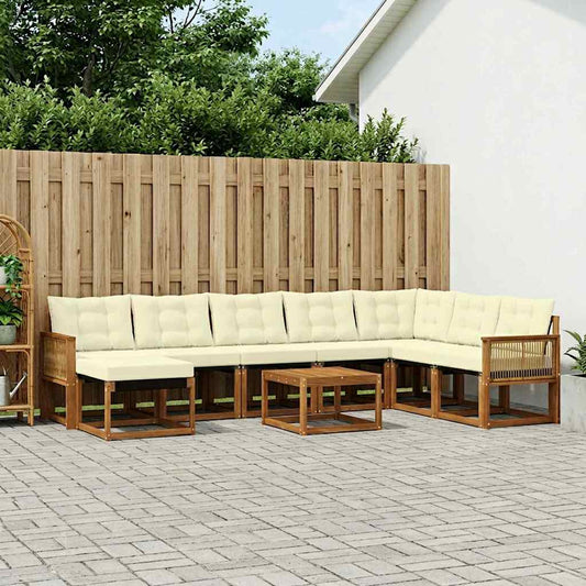 Set di divani da esterno 9 pcs Naturale e Crema