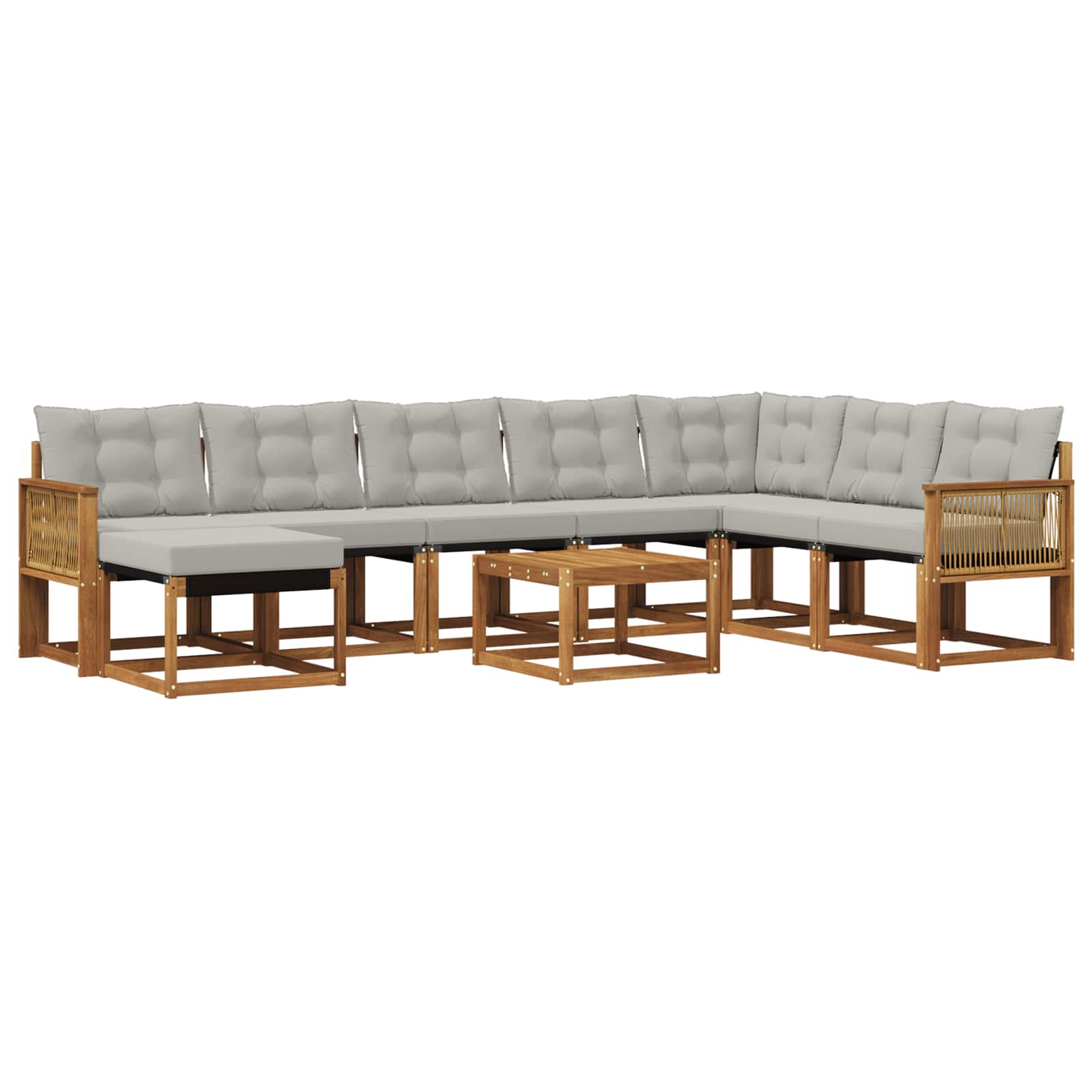Set di divani da esterno 9 pcs Naturale e Grigio Chiaro | homemem39