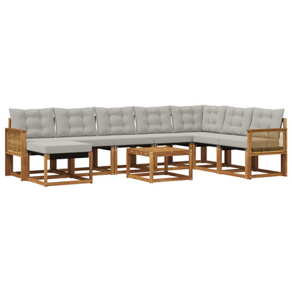 Set di divani da esterno 9 pcs Naturale e Grigio Chiaro | homemem39