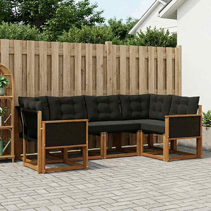 Set di divani da esterno 6 pz 6-Posti Naturale e Nero | homemem39