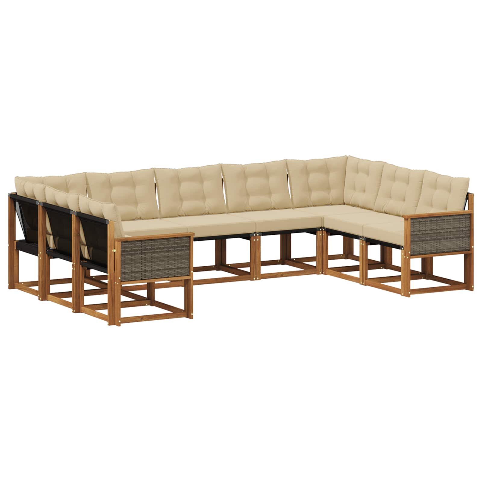 Set di divani da esterno con cuscino 9 pcs Naturale e Beige | homemem39