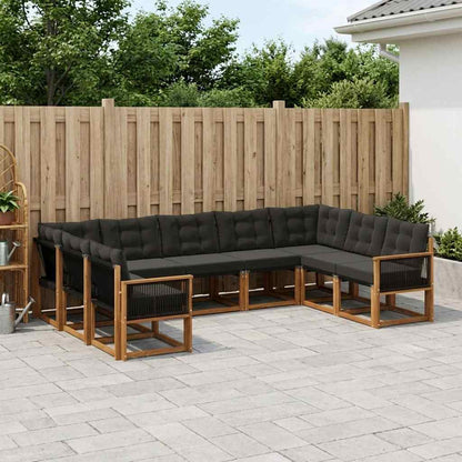 Set di divani da esterno con cuscino 9 pcs Naturale e Nero | homemem39