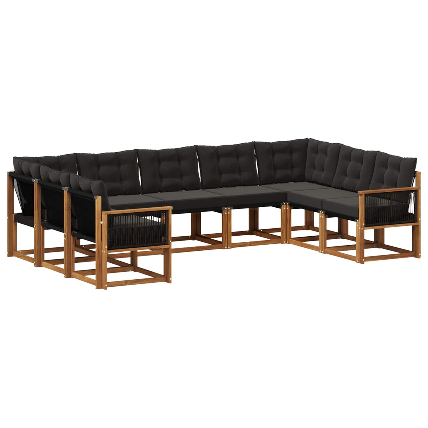 Set di divani da esterno con cuscino 9 pcs Naturale e Nero | homemem39
