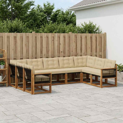 Set di divani da esterno con cuscino 9 pcs Naturale e Beige | homemem39