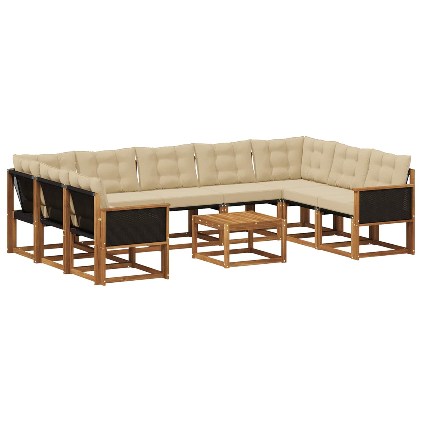 Set di divani da esterno con cuscino 10 pcs Naturale e Beige | homemem39