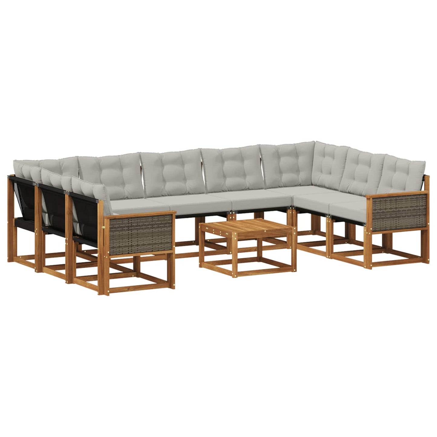 Set di divani da esterno 10 pcs Naturale e Grigio chiaro | homemem39