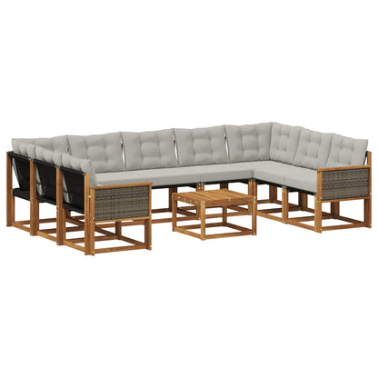 Set di divani da esterno 10 pcs Naturale e Grigio chiaro | homemem39