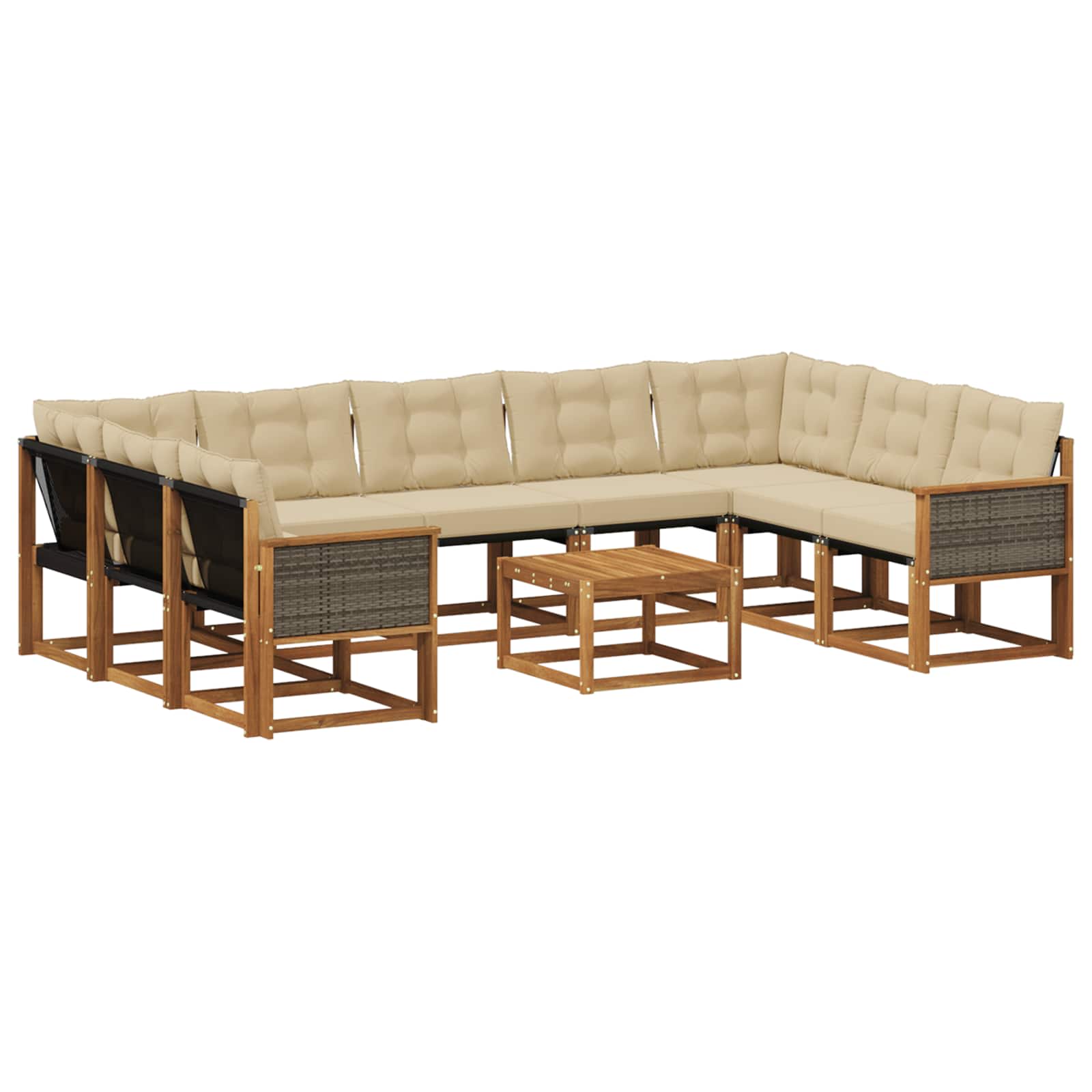 Set di divani da esterno con cuscino 10 pcs Naturale e Beige | homemem39