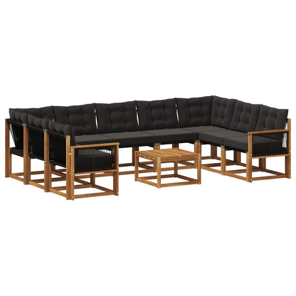 Set di divani da esterno con cuscino 10 pcs Naturale e Nero | homemem39