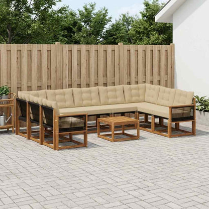 Set di divani da esterno con cuscino 10 pcs Naturale e Beige | homemem39