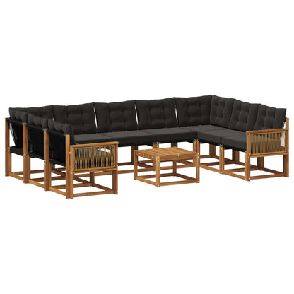 Set di divani da esterno con cuscino 10 pcs Naturale e Nero | homemem39