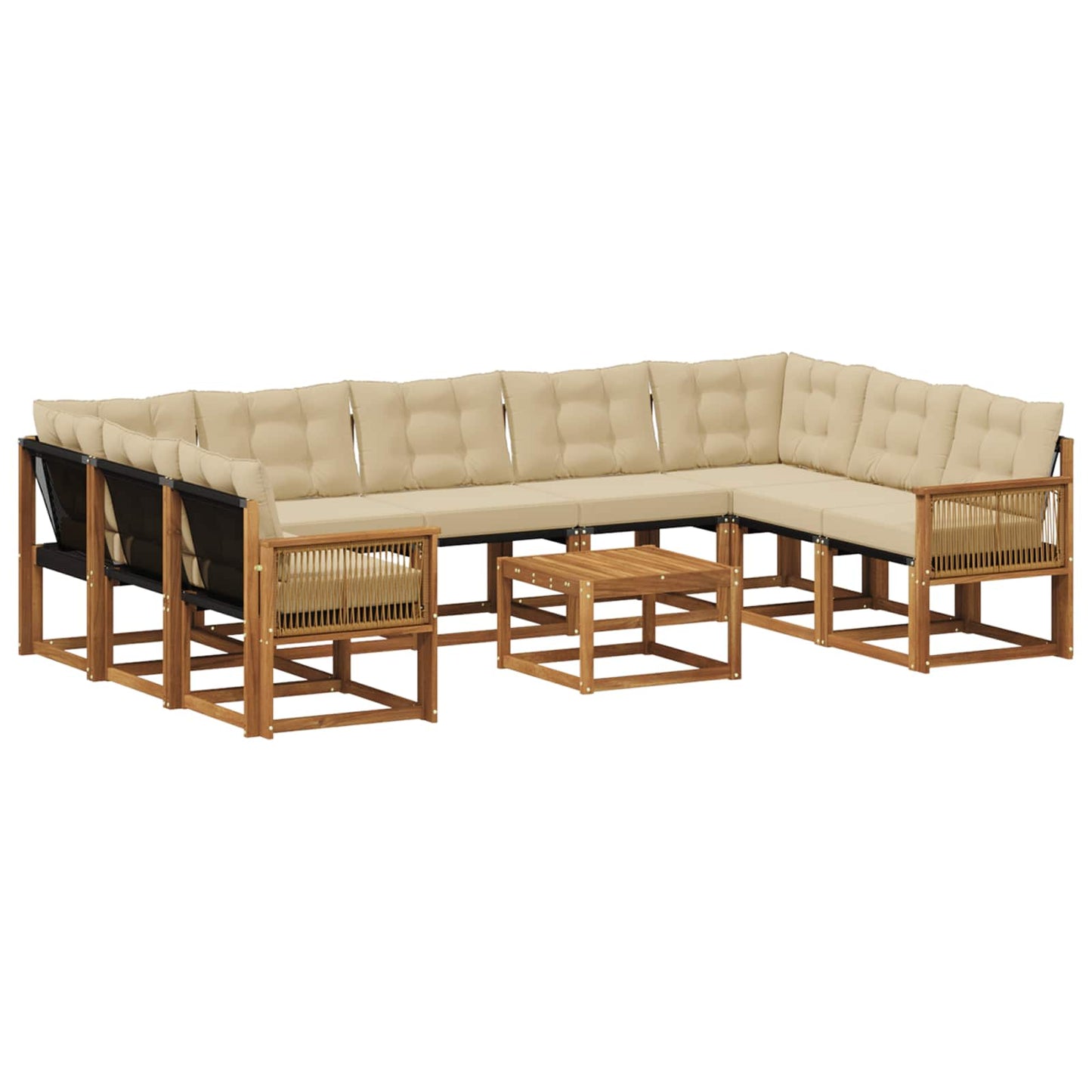 Set di divani da esterno con cuscino 10 pcs Naturale e Beige | homemem39