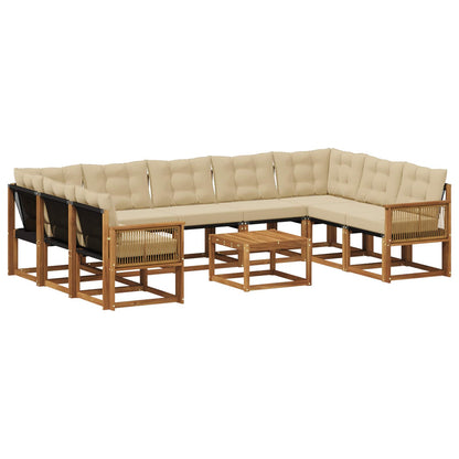 Set di divani da esterno con cuscino 10 pcs Naturale e Beige | homemem39