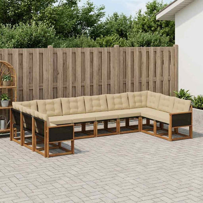 Set di divani da esterno con cuscino 10 pcs Naturale e Beige