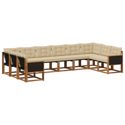 Set di divani da esterno con cuscino 10 pcs Naturale e Beige