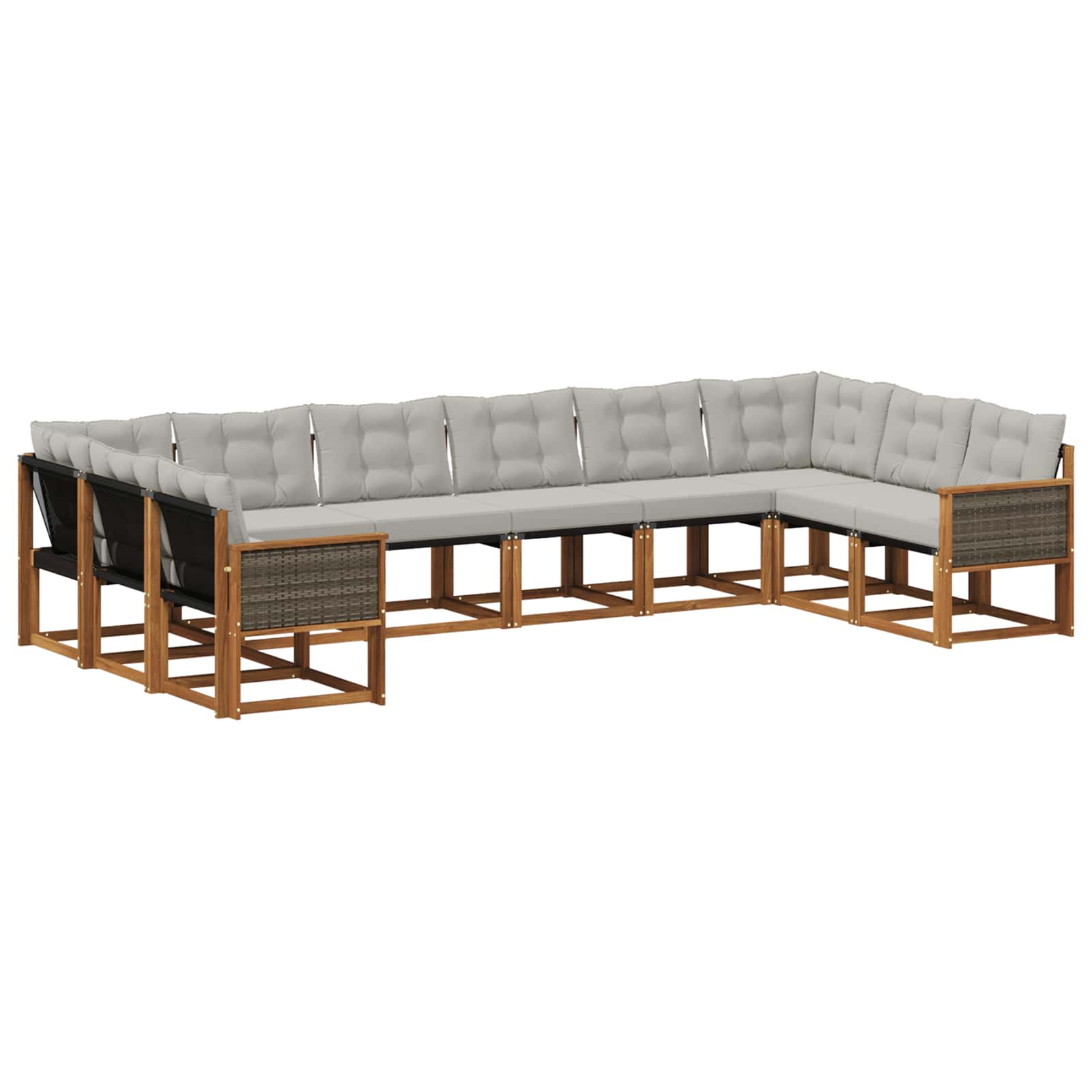 Set di divani da esterno 10 pcs Naturale e Grigio chiaro | homemem39