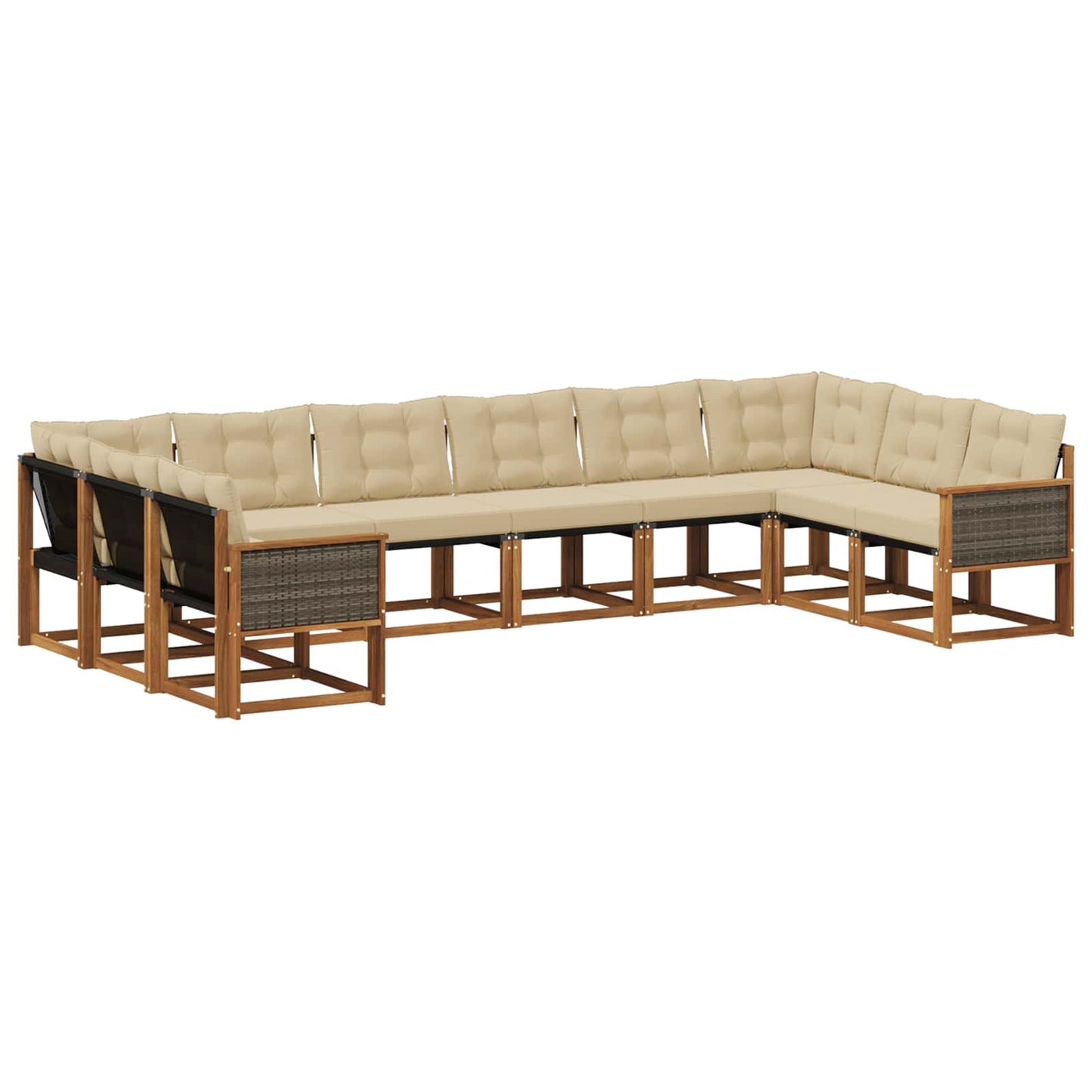 Set di divani da esterno con cuscino 10 pcs Naturale e Beige | homemem39