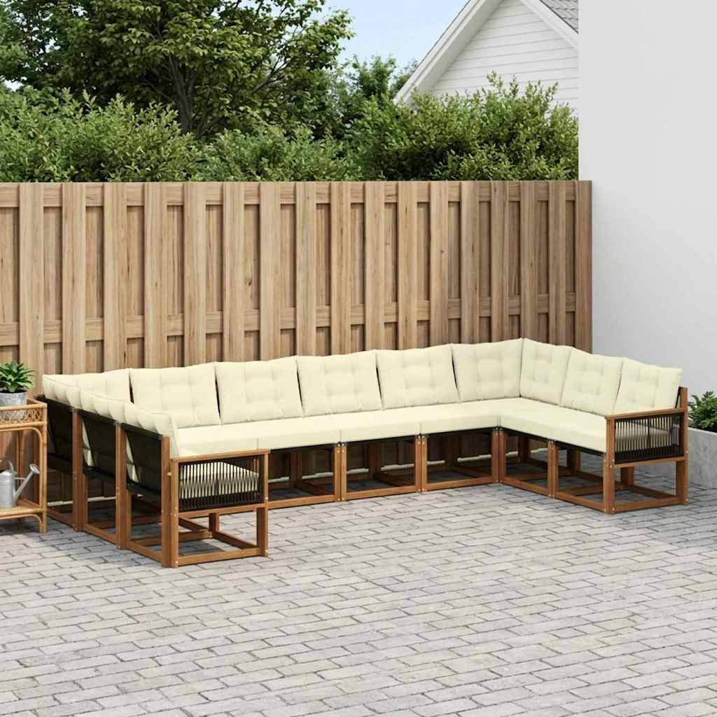 Set di divani da esterno con cuscino 10 pcs Naturale e Crema | homemem39