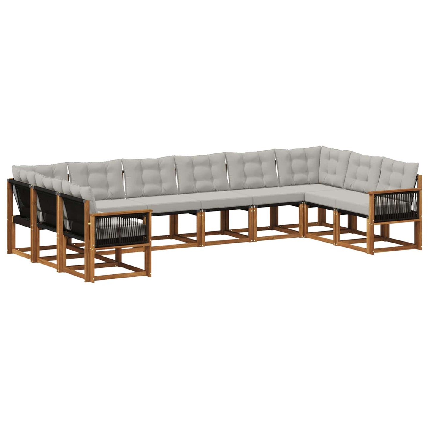 Set di divani da esterno 10 pcs Naturale e Grigio chiaro