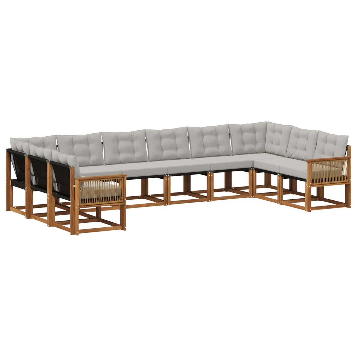 Set di divani da esterno 10 pcs Naturale e Grigio Chiaro | homemem39