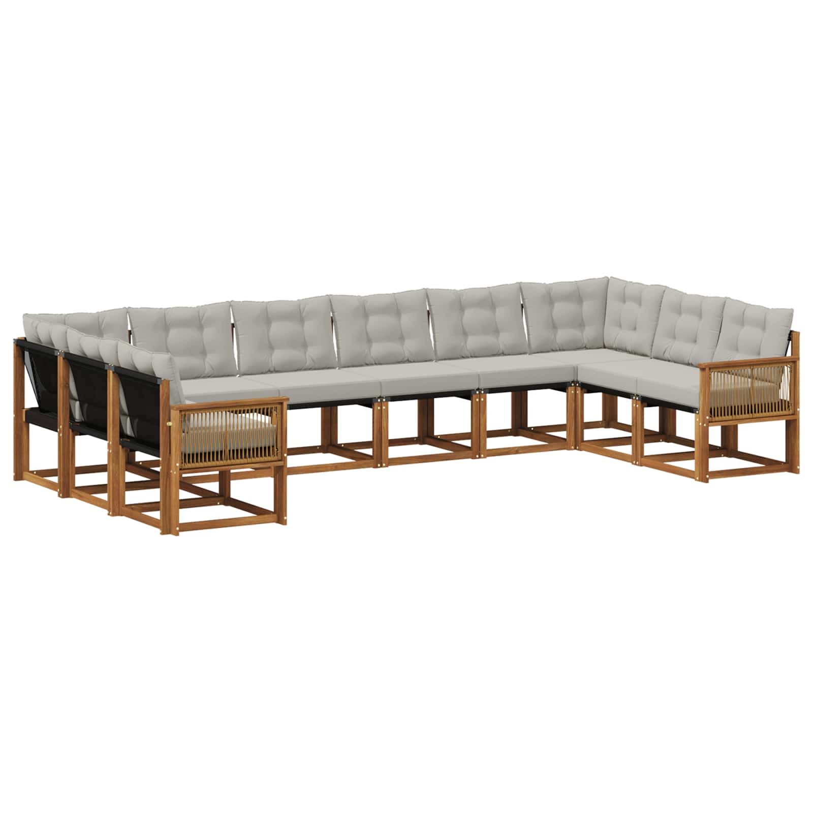 Set di divani da esterno 10 pcs Naturale e Grigio Chiaro | homemem39
