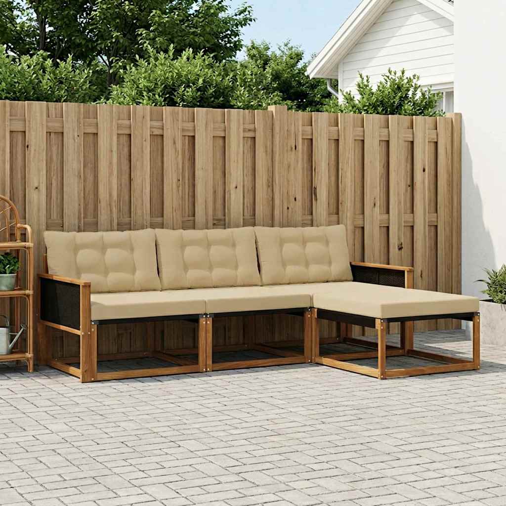 Set di divani da esterno 4 pz 4-Posti Naturale e Beige | homemem39
