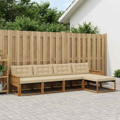 Set di divani da esterno 5 pz 5-Posti Naturale e Beige
