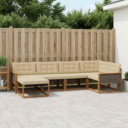 Set di divani da esterno 6 pz 6-Posti Naturale e Beige