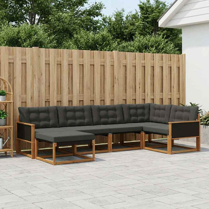 Set di divani da esterno 8 pz 8-Posti Naturale e Nero | homemem39