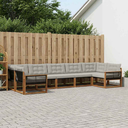 Set di divani da esterno 7 pcs Naturale e Grigio Chiaro | homemem39