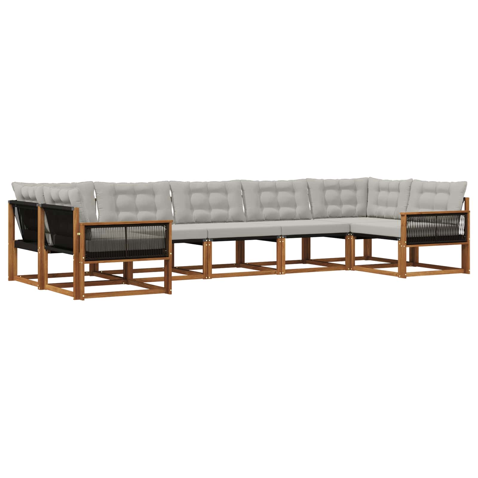 Set di divani da esterno 7 pcs Naturale e Grigio Chiaro | homemem39