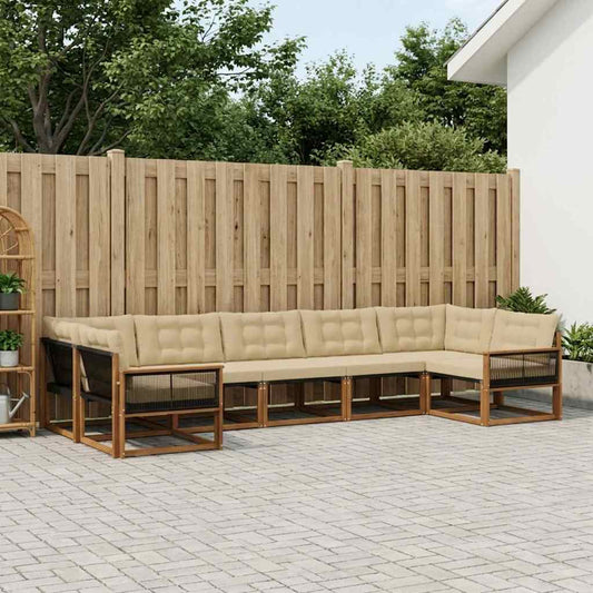 Set di divani da esterno con cuscino 7 pcs Naturale e Beige | homemem39