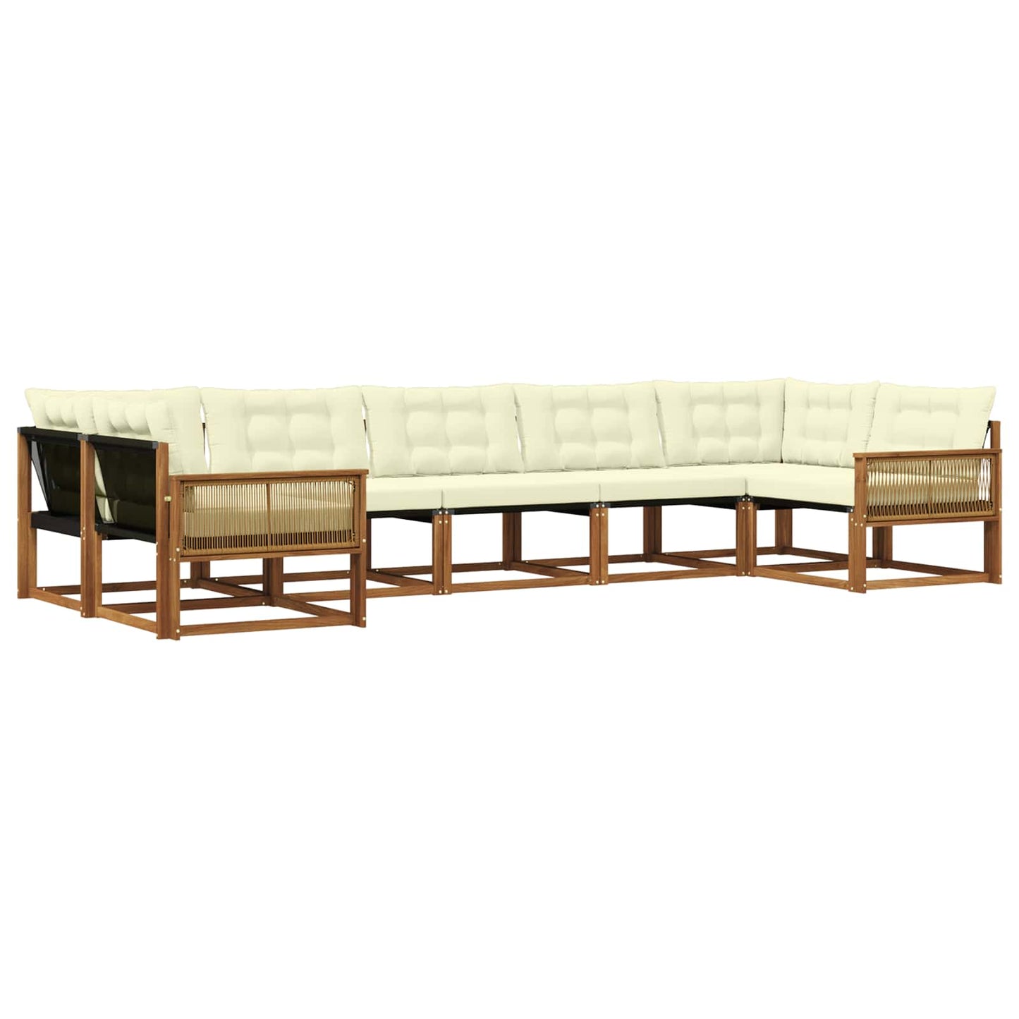 Set di divani da esterno con cuscino 7 pcs Naturale e Crema | homemem39