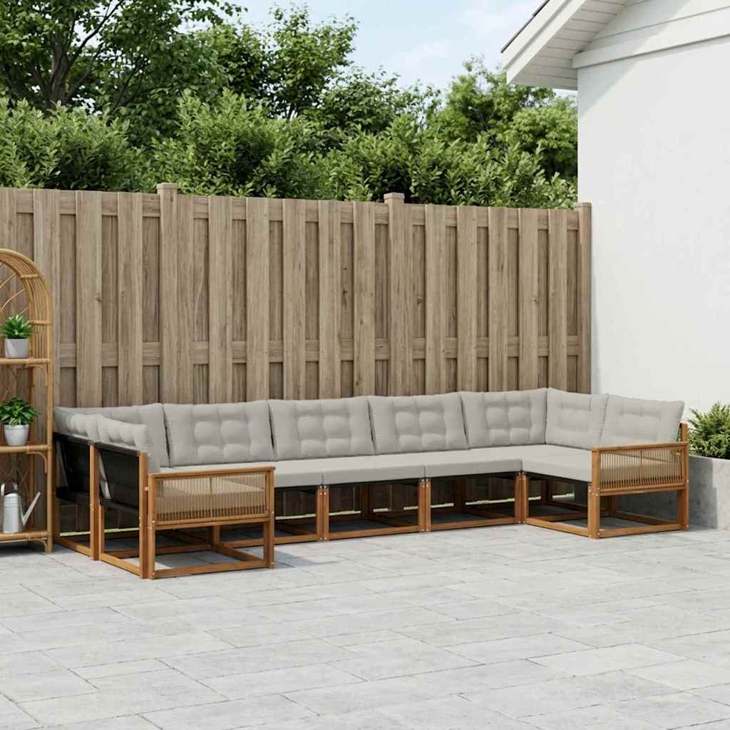 Set di divani da esterno 7 pcs Naturale e Grigio Chiaro | homemem39