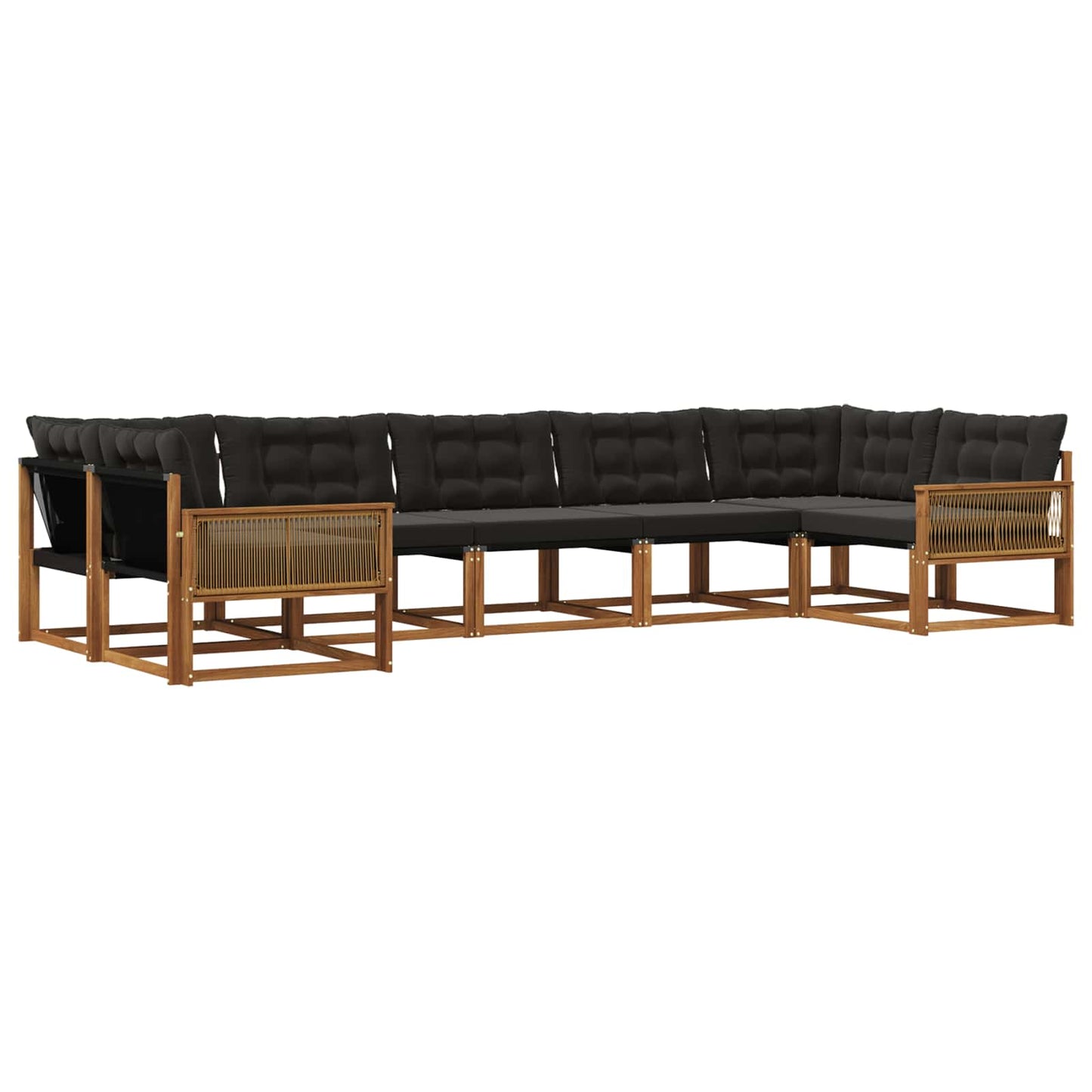 Set di divani da esterno con cuscino 7 pcs Naturale e Nero | homemem39