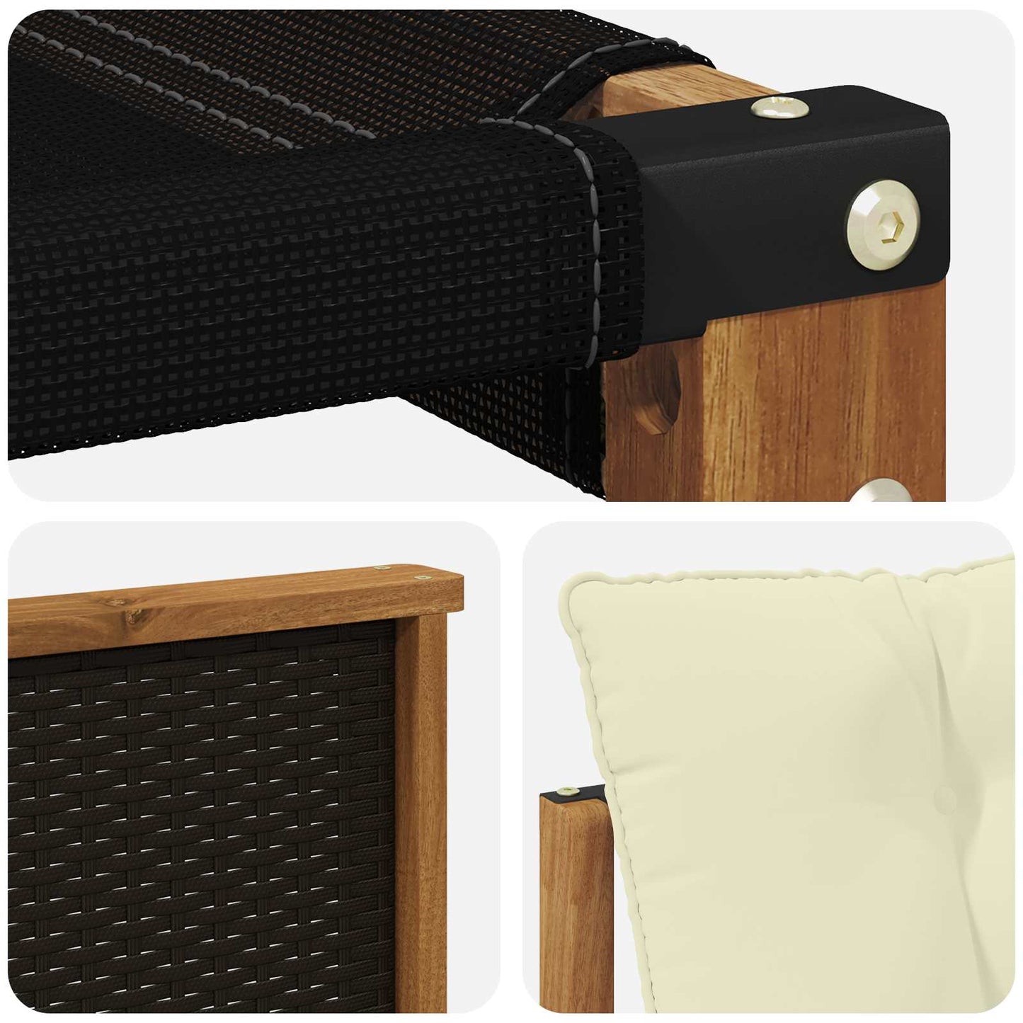 Set di divani da esterno con cuscino 9 pcs Naturale e Crema