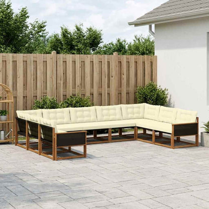 Set di divani da esterno con cuscino 9 pcs Naturale e Crema