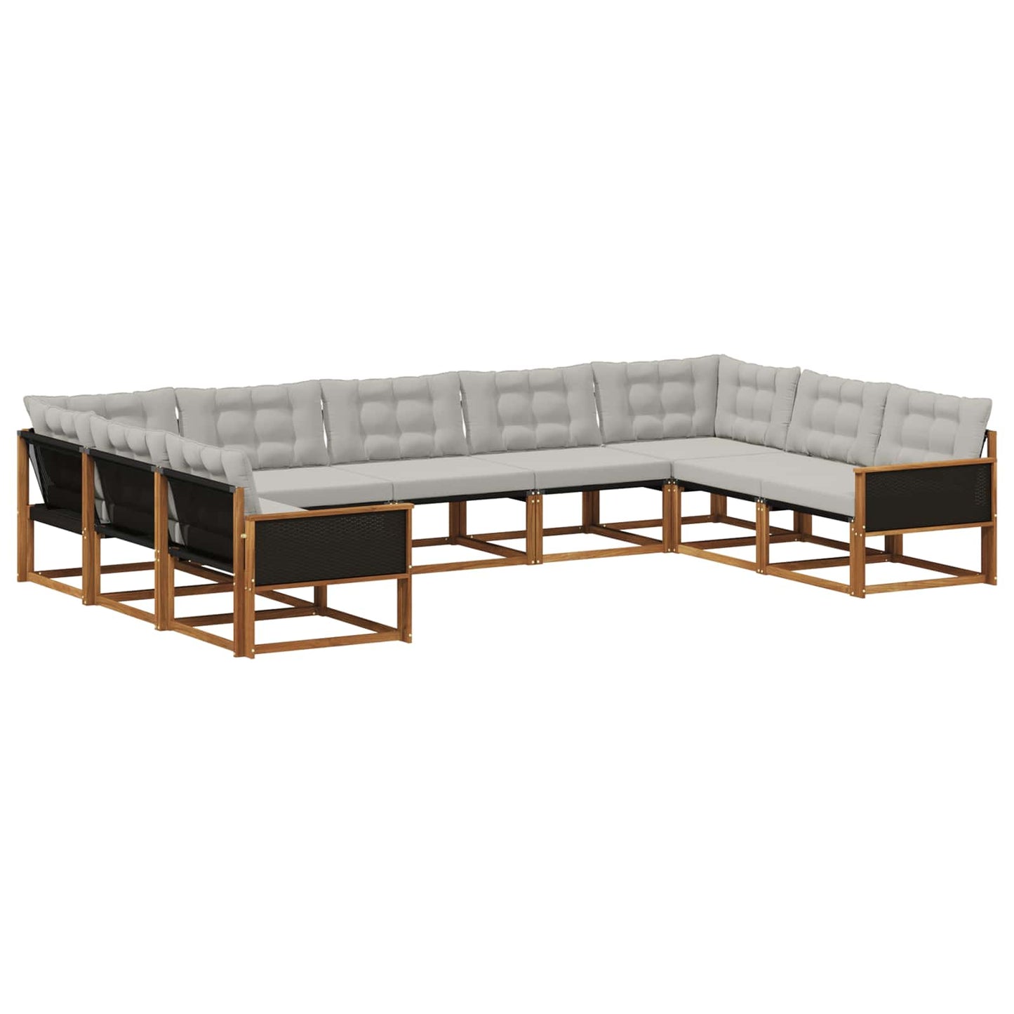 Set di divani da esterno 9 pcs Naturale e Grigio Chiaro