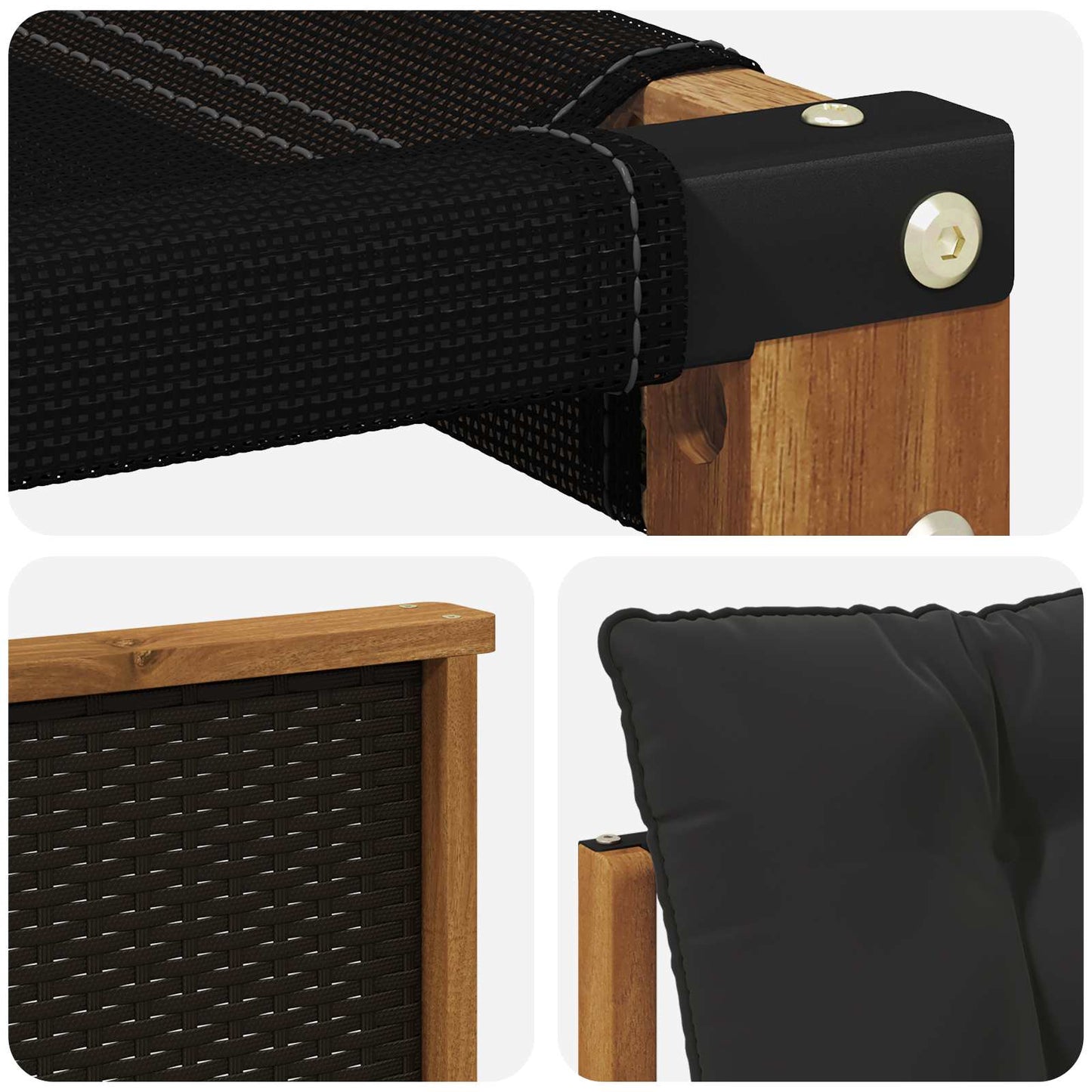 Set di divani da esterno con cuscino 9 pcs Naturale e Nero