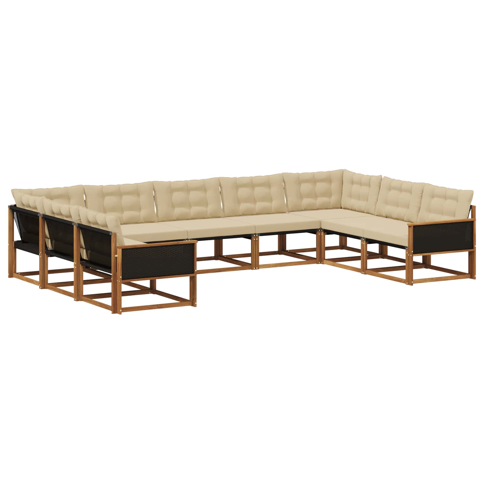 Set di divani da esterno con cuscino 9 pcs Naturale e Beige | homemem39